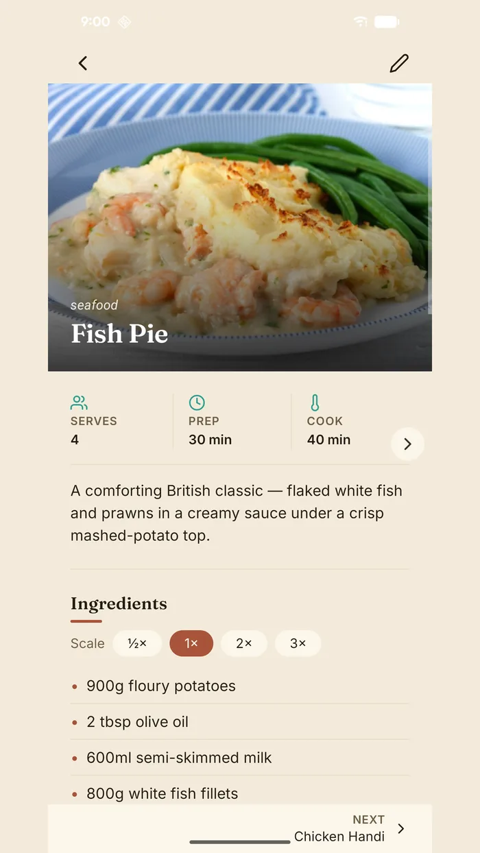 FamCook — a recipe captured from a photo of a handwritten card.